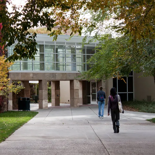 students walking on campus